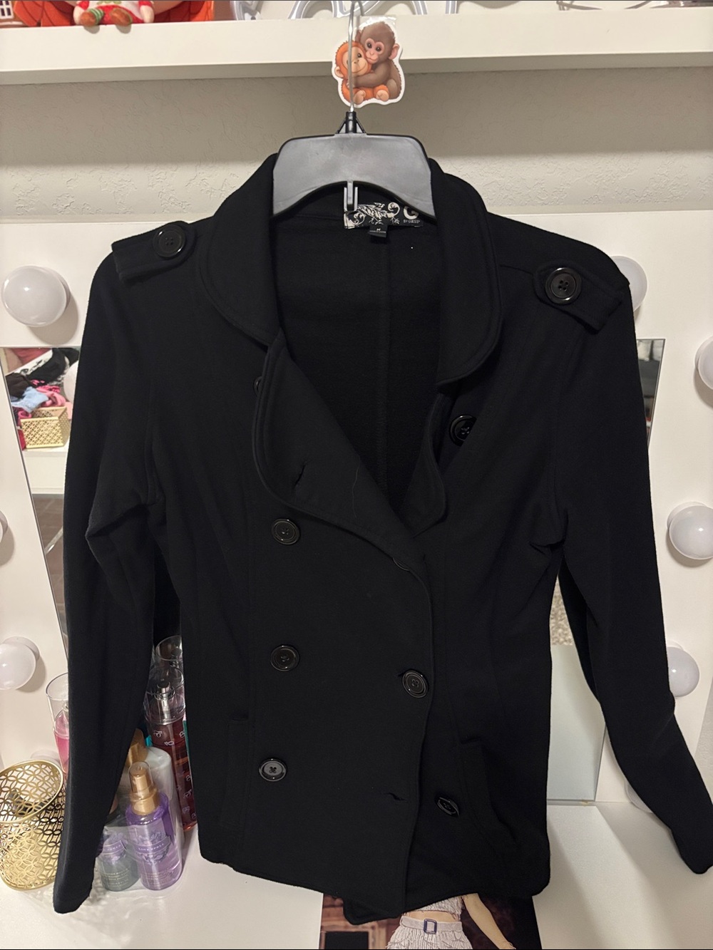 Medium G By Guess Black Double-Breasted Women's Jacket